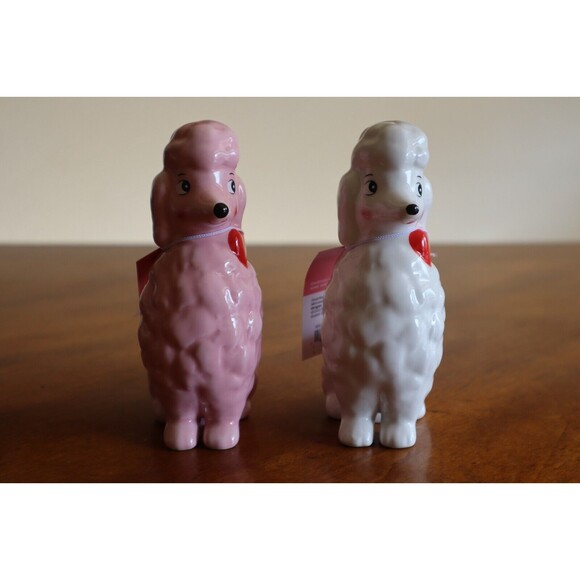 TARGET SPRITZ Valentines Day Ceramic Poodle Dog Set Lot 2 Pink + White New 2024 - Picture 4 of 12